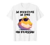 Je M'en Fous Je suis Un Poussin | Humour Poussin Citation T-Shirt, Homme, Blanc, 3XL