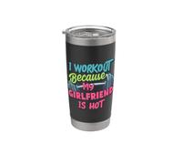 Je m'entraîne parce que ma copine est sexy et drôle pour hommes Gobelet isotherme en acier inoxydable double paroi