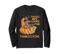 Je Mets Mon Jeu en Pause pour Thanksgiving Gamer Turkey, Hommes, Femmes et Enfants Manche Longue