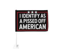 Je m'identifie comme un Américain en colère Cadeaux Drapeau de voiture 12x18 pouces Drapeaux de voiture Décoration de fenêtre de voiture, Drapeaux de fenêtre de voiture imperméables Clip de fenêtre do