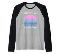 Je m'identifie comme Un californien au Coucher du Soleil, Palm Trees Love CA Manche Raglan