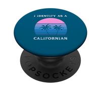 Je m'identifie comme Un californien au Coucher du Soleil, Palm Trees Love CA PopSockets PopGrip Adhésif