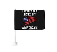 Je m'identifie comme un drapeau de voiture américain en colère 12x18 pouces Drapeaux de voiture Décoration de fenêtre de voiture, Drapeaux de fenêtre de voiture imperméables Clip de fenêtre double fac