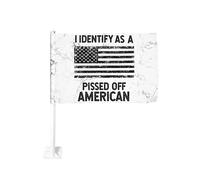 Je m'identifie comme un drapeau de voiture américain en colère 12x18 pouces Drapeaux de voiture Décoration de fenêtre de voiture, Drapeaux de fenêtre de voiture imperméables Clip de fenêtre double fac
