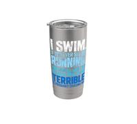 Je nage si jamais tu me vois courir Un nageur drôle qui nage Gobelet isotherme en acier inoxydable double paroi