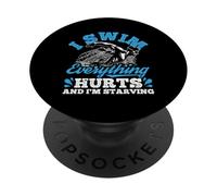 Je nage Tout Fait Mal et Je suis affamé Humour de la PopSockets PopGrip Adhésif
