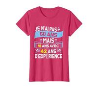 Je n'ai Pas 60 Ans mais 18 Ans avec 42 Ans D'Expérience T-Shirt, Femme, Rouge Chiné, XL