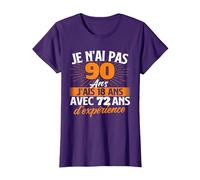 Je n'ai Pas 90 Ans j'ais 18 Ans - Anniversaire Blague T-Shirt, Femme, Violet, 3XL