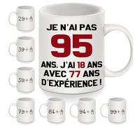 Je n'ai pas 95 ans. J'ai 18 ans avec 77 ans d'expérience Tasses rigolotes pour 95 ans Cadeaux d'anniversaire rigolos Mug pour 95 ans Femmes Hommes Famille Amis Tasse à café Joyeux Anniversaire(95-b)