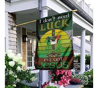 Je N'Ai Pas Besoin De Chance, J'Ai Jésus Drapeau De Jardin Supérieure Jardin Signe Drôle Drapeau De Décoration Décoration Pour Patio Balcon Pelouse S