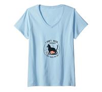 Je n'ai Pas Besoin de thérapie, J'Ai Juste Besoin de Mon Chat, Un Amoureux drôle des Animaux T-Shirt avec Col en V, Femme, Bleu Céleste, XL