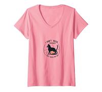 Je n'ai Pas Besoin de thérapie, J'Ai Juste Besoin de Mon Chat, Un Amoureux drôle des Animaux T-Shirt avec Col en V, Femme, Rose, XL
