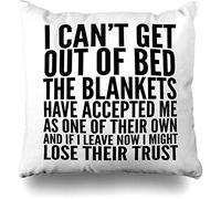 Je N'Arrive Pas À Sortir du Lit Housse Coussin Confortable Taie Oreiller Doux Taie d'oreiller pour Chambre Jardin Canape 45X45Cm