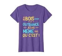 Je ne Bois jamais à Outrance Je ne Sais même Pas ou C'est T-Shirt, Femme, Violet Chiné, 3XL