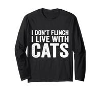 Je ne bronche Pas Je vis avec des Chats Funny Cat Dad et Cat Mom Manche Longue