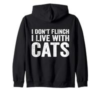 Je ne bronche Pas Je vis avec des Chats Funny Cat Dad et Cat Mom Sweat à Capuche