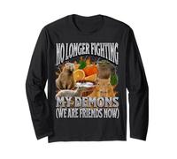 Je ne Combats Pas Mes démons Funny Capybara Meme Bootleg Y2K Manche Longue