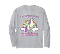 Je ne Crois Pas (Graphique Amusant en Forme de Licorne Extraterrestre en Forme d'arc-en-Ciel) Manche Longue