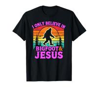 Je ne Crois qu'en Bigfoot et Jésus, Dieu rétro drôle de Sasquatch T-Shirt