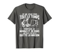 Je Ne Joue Pas Tout Le Temps Gamer Amusant Gaming T-Shirt, Homme, Asphalte, 4XL