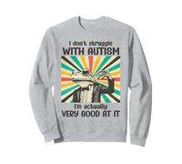Je ne Lutte Pas Contre l'Autisme Funny Frog Autistic Retro Sweatshirt