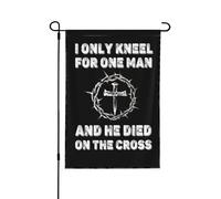 Je Ne M'Agenouille Que Pour Un Seul Homme, Et Il Est Mort Sur La Croix. Bannière Avec Œillets Drapeau De Jardin Double Face Drapeaux Pour Fêtes Événement Vacances 30X45cm