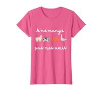 Je Ne Mange Pas Mes Amis Ami des Animaux Vegan T-Shirt, Femme, Rose Chiné, M