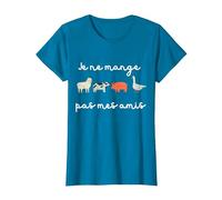 Je Ne Mange Pas Mes Amis Ami des Animaux Vegan T-Shirt, Femme, Saphir, 3XL