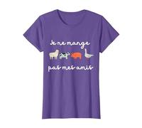 Je Ne Mange Pas Mes Amis Ami des Animaux Vegan T-Shirt, Femme, Violet Chiné, XS