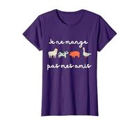 Je Ne Mange Pas Mes Amis Ami des Animaux Vegan T-Shirt, Femme, Violet, M