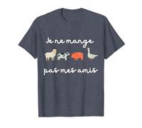Je Ne Mange Pas Mes Amis Ami des Animaux Vegan T-Shirt, Homme, Bleu Chiné, M