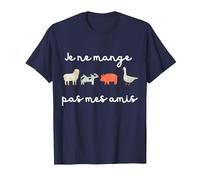 Je Ne Mange Pas Mes Amis Ami des Animaux Vegan T-Shirt, Homme, Bleu Marine, XL