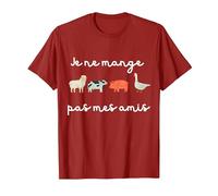 Je Ne Mange Pas Mes Amis Ami des Animaux Vegan T-Shirt, Homme, Canneberge, S