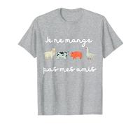 Je Ne Mange Pas Mes Amis Ami des Animaux Vegan T-Shirt, Homme, Gris Chiné, M