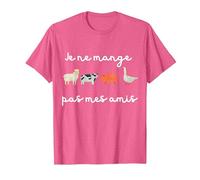 Je Ne Mange Pas Mes Amis Ami des Animaux Vegan T-Shirt, Homme, Rose Chiné, XXL