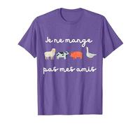 Je Ne Mange Pas Mes Amis Ami des Animaux Vegan T-Shirt, Homme, Violet Chiné, XL