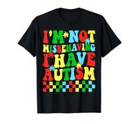 Je ne me comporte Pas Mal, J'Ai Un Soutien à la Sensibilisation à l'Autisme T-Shirt Graphique avec Valeur, Homme, Noir, XL