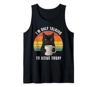 Je ne Parle qu'à Jésus Aujourd'hui Grumpy Black Cat Coffee Débardeur