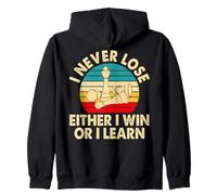 Je ne perds jamais, Je gagne ou j'apprends, Retro Distressed Chess Sweat à Capuche