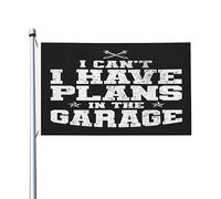 Je ne peux pas avoir des plans dans le garage Mécanicien de voiture Toutes les saisons Drapeau de jardin Bannière de cour pour cour Jardin Décoration extérieure Drapeaux imprimés recto-verso