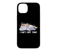 Je ne Peux Pas Exister Aujourd'hui Sad Unicorn Sarcasm Cute Art Eduely Coque pour iPhone 14 Plus