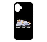 Je ne Peux Pas Exister Aujourd'hui Sad Unicorn Sarcasm Cute Art Eduely Coque pour iPhone 16 Plus