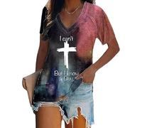 Je ne Peux Pas mais Je connais Un Gars décontracté Tshirt chrétien pour Les Femmes (Blue M)