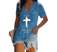 Je ne Peux Pas mais Je connais Un Gars décontracté Tshirt chrétien pour Les Femmes (Blue XL)