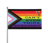 Je ne peux pas penser droit drapeau 3x5 Lgbtqia + arc-en-ciel Gay Pride mois lesbienne Lgbt Lgbtq je suis si gay que je ne peux même pas penser drapeau droit 3x5 pieds avec œillet en métal fier allié