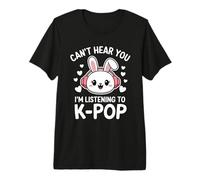 Je ne Peux Pas t'entendre écouter de la Musique K-Pop Bunny Cute Rabbit T-Shirt Haut de Gamme