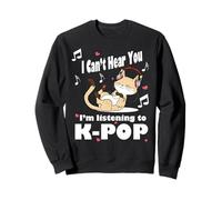 Je ne Peux Pas t'entendre J'écoute Kpop Kawaii Cat & Hearts Sweatshirt