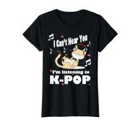 Je ne Peux Pas t'entendre J'écoute Kpop Kawaii Cat & Hearts T-Shirt Graphique avec Valeur