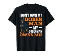 Je ne possède Pas Mon Doberman Mon Doberman m'appartient Amoureux des Chiens T-Shirt Graphique avec Valeur, Homme, Noir, S