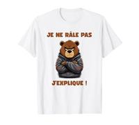 Je ne râle Pas j'explique Ours Grincheux raleur grognon T-Shirt Graphique avec Valeur, Homme, Blanc, S